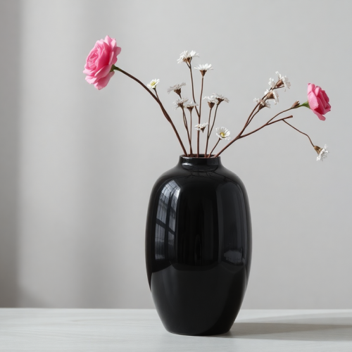 Shiny ceramic black vase